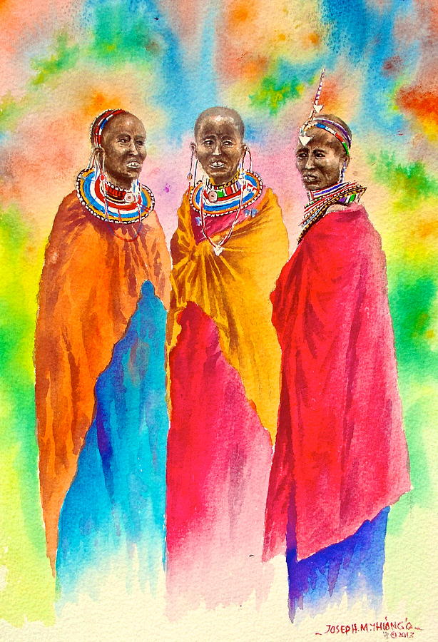 Maasai Life 14 Painting by Joseph Thiongo