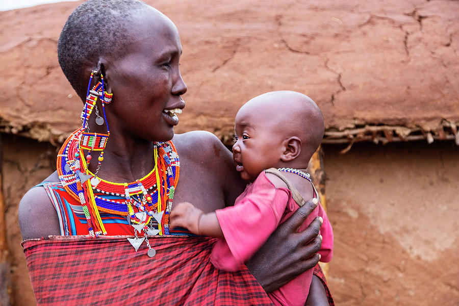 Maasai Mother And Child Outside Dung Photograph by Brittak