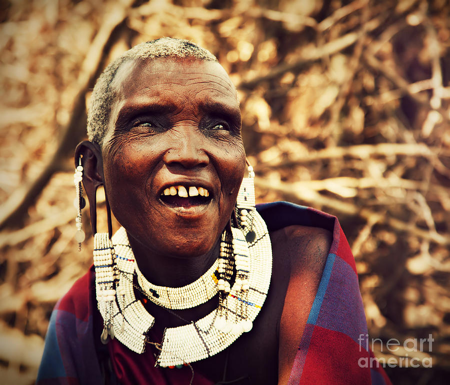 Maasai old woman portrait in Tanzania Photograph by Michal Bednarek