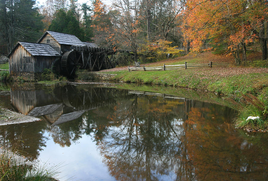 Mabry Mill Autumn Reflection Photograph by Scott Cunningham