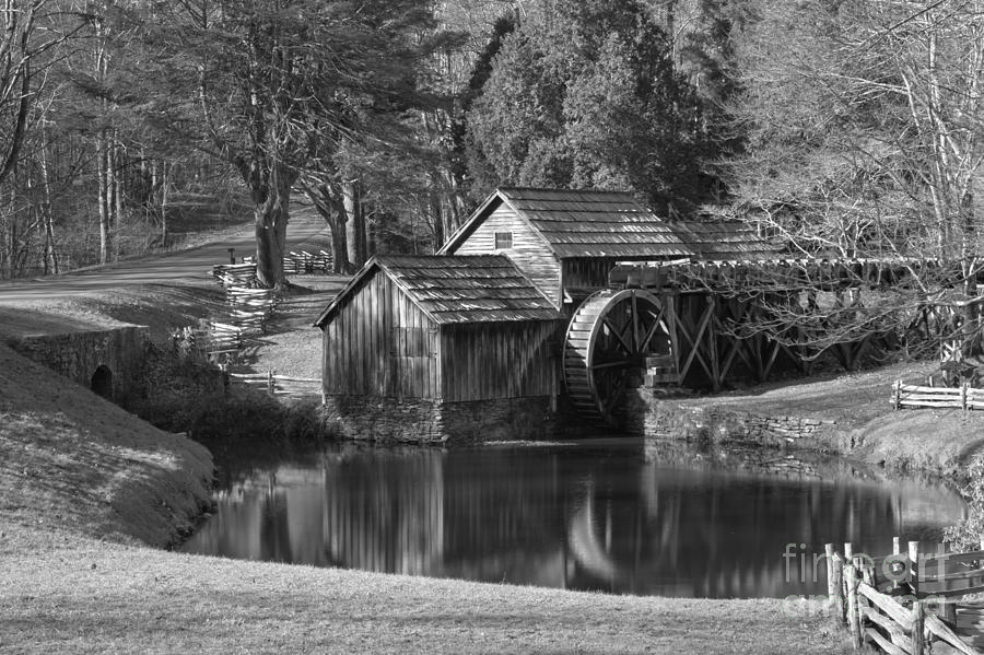 Mabry Mill Black And White Reflections Photograph by Adam Jewell