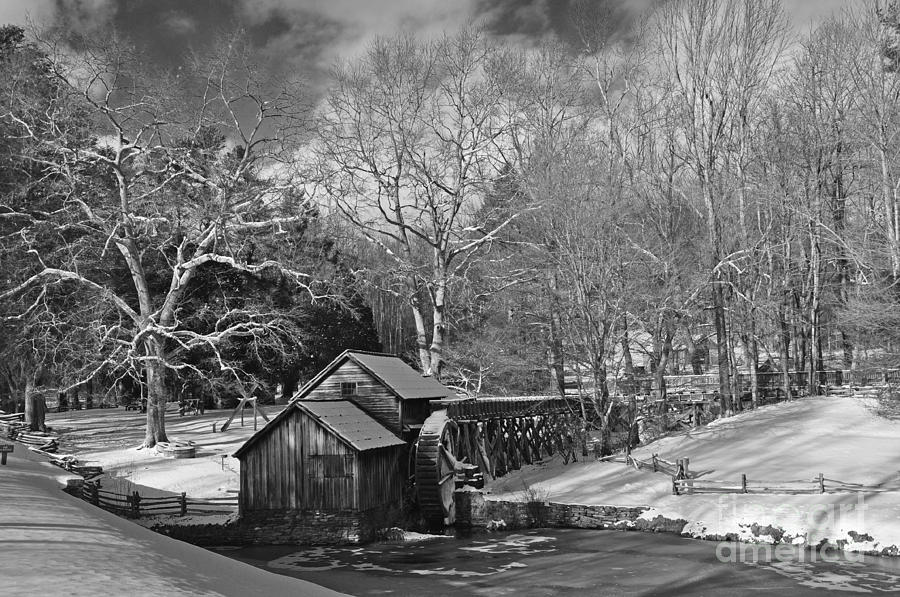 Mabry Mill in Snow Photograph by Randy Rogers