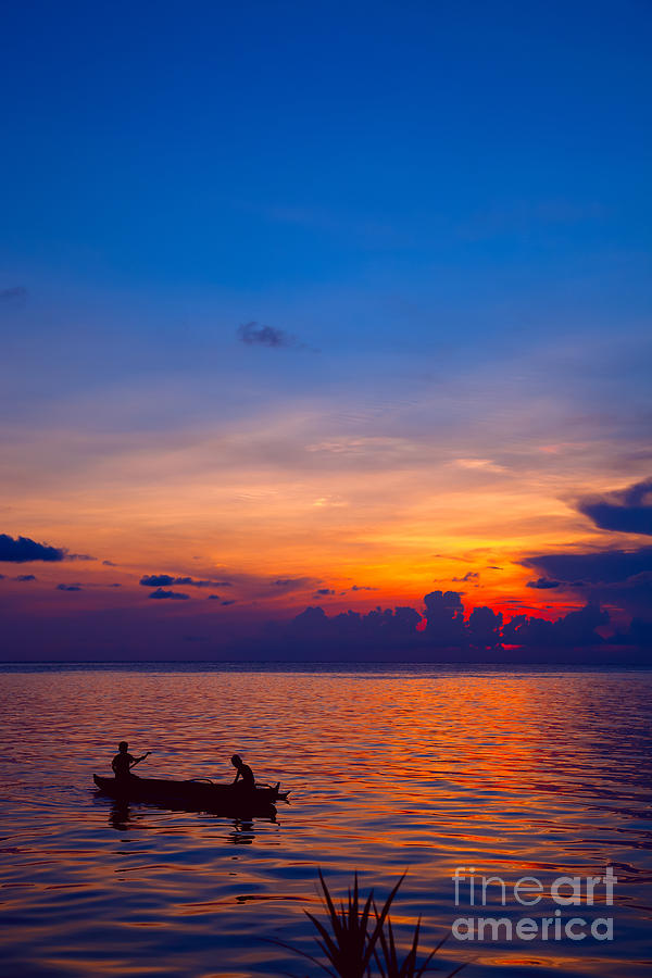 Sunset Photograph - Mabul island sunset Borneo Malaysia by Fototrav Print