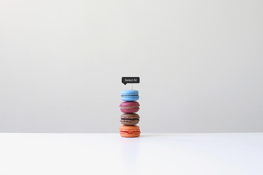 Macaroons with a select all sign Photograph by Pchyburrs