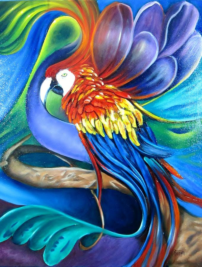 Parrot Painting - Macaw by Sherry Strong