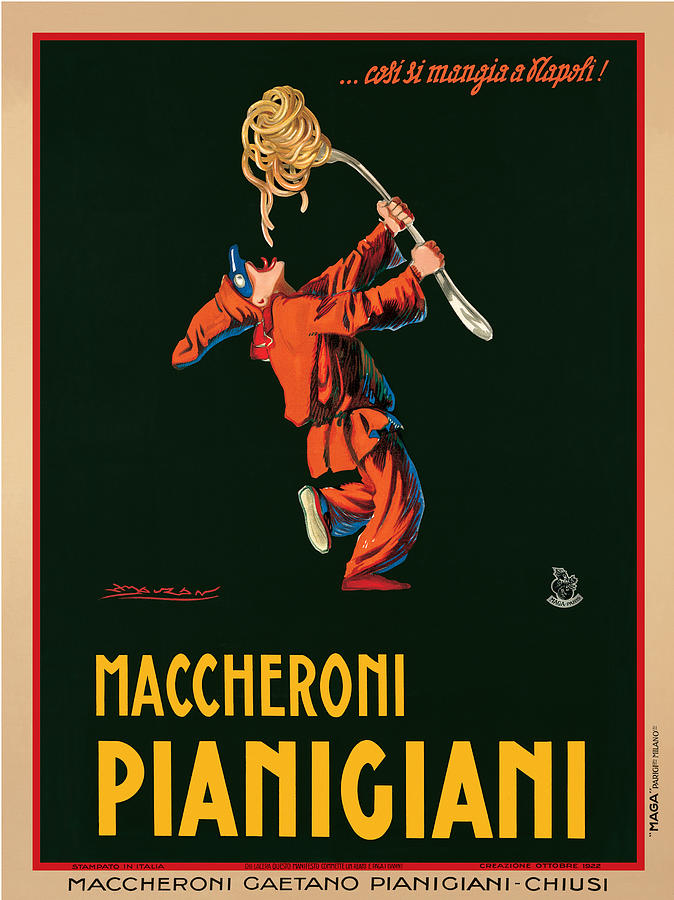 Vintage Painting - Maccheroni Pianigiani 1922 by Achille Luciano Mauzan