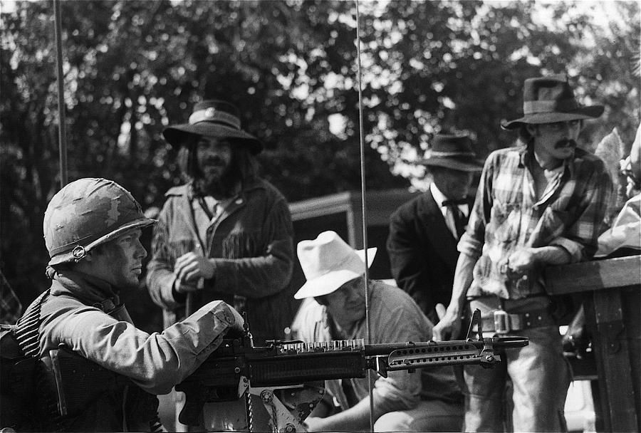 Machine gunner Tombstone re-enactors 100th anniversary parade Nogales Arizona 1980 Photograph by David Lee Guss