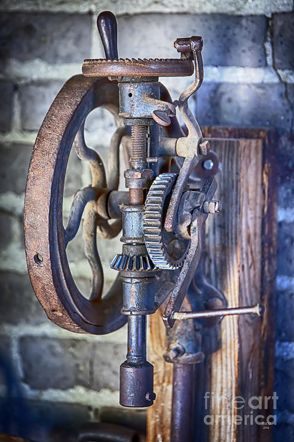 Machine Shop- Drill Press Hand Driven Photograph by David Millenheft