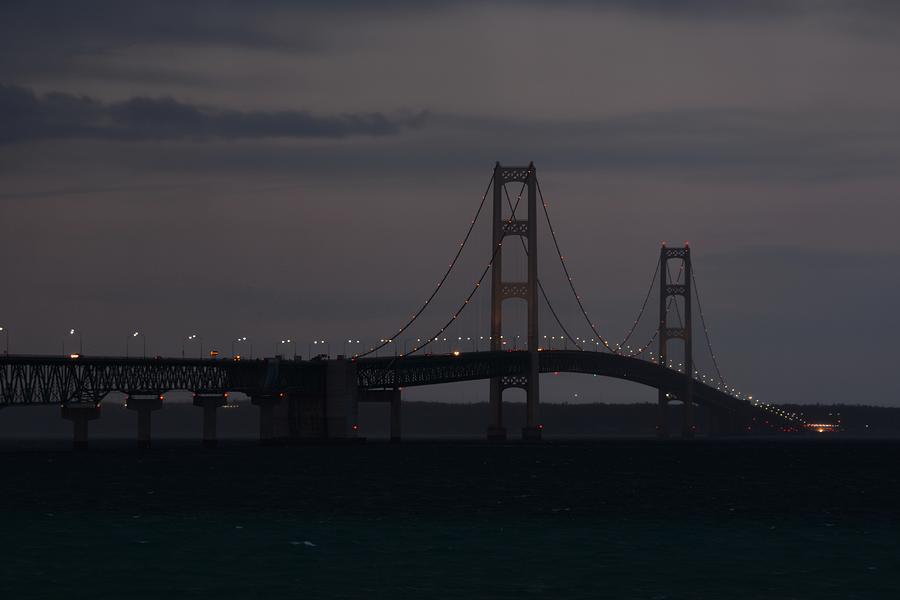 Mackinac Bridge After Dark Photograph by Keith Stokes