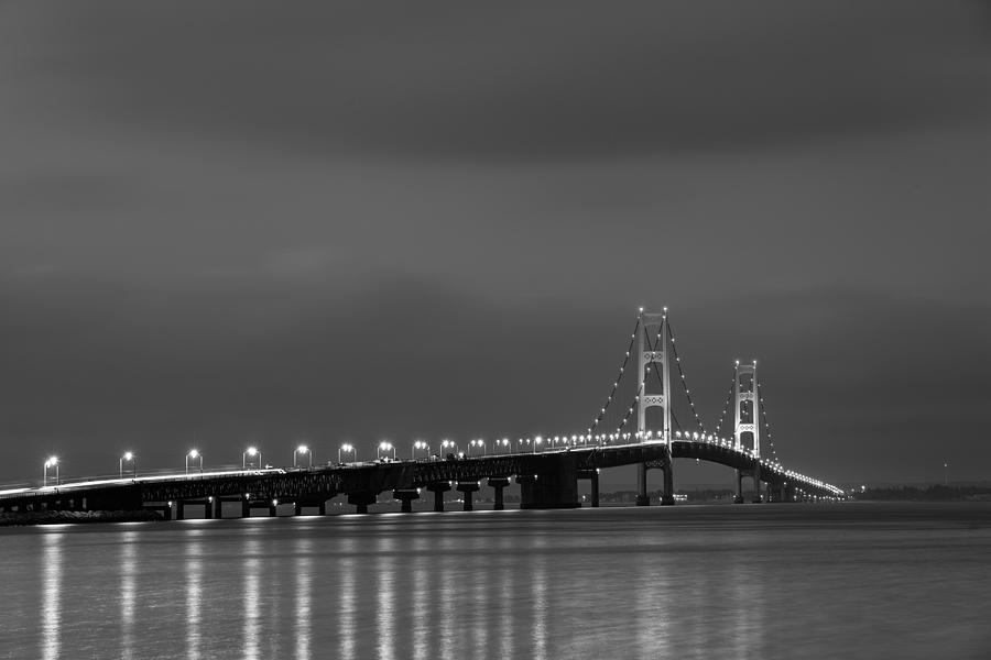 Mackinac Bridge Black and White Photograph by Sebastian Musial