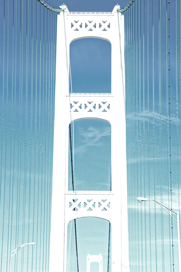 Mackinac Bridge Blue and White Photograph by Evie Carrier