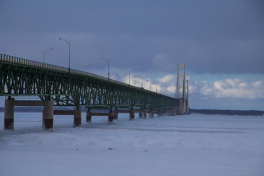 Mackinac Bridge In Winter Photograph By John Mcgraw