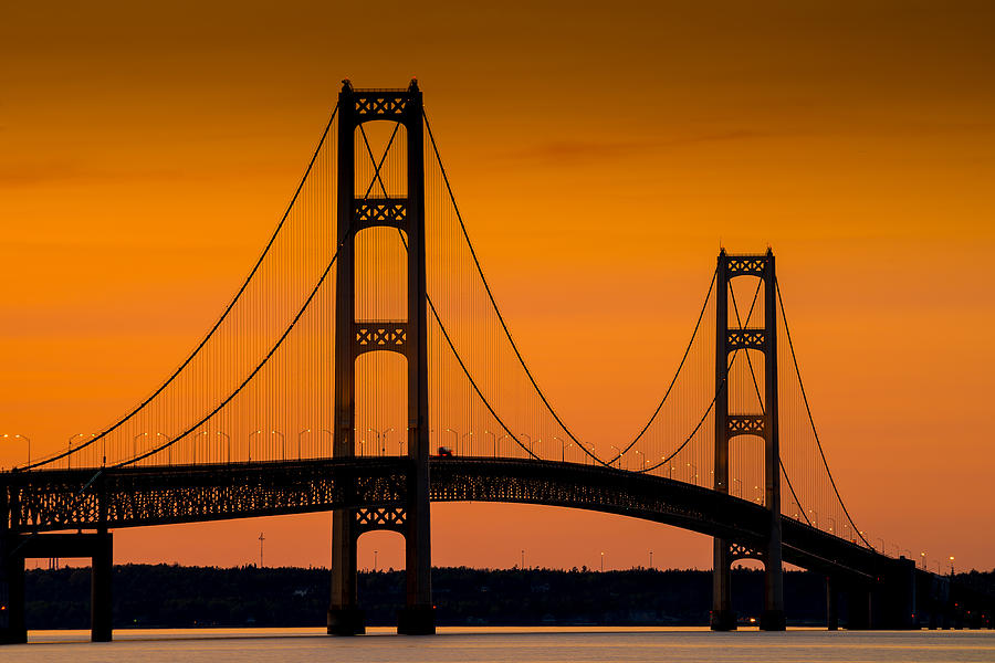 Mackinac Bridge Sunset Photograph