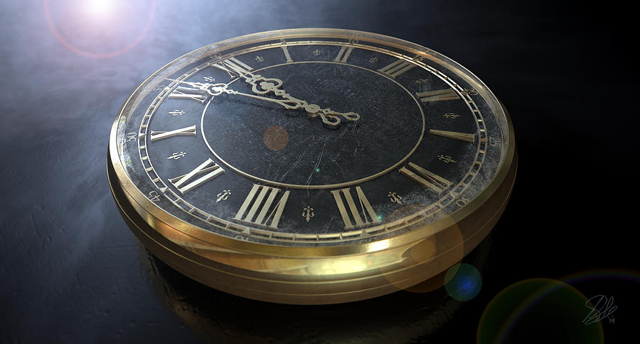 Vintage Digital Art - Macro Antique Watch Midnight by Allan Swart