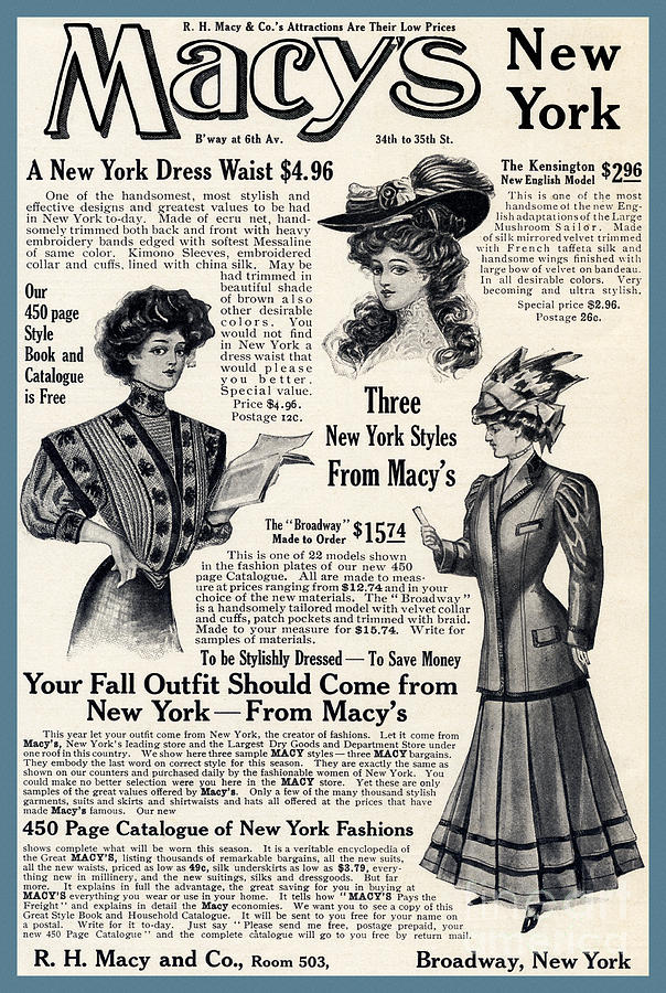 Macys Fashion Ad October 1907 Photograph by Phil Cardamone