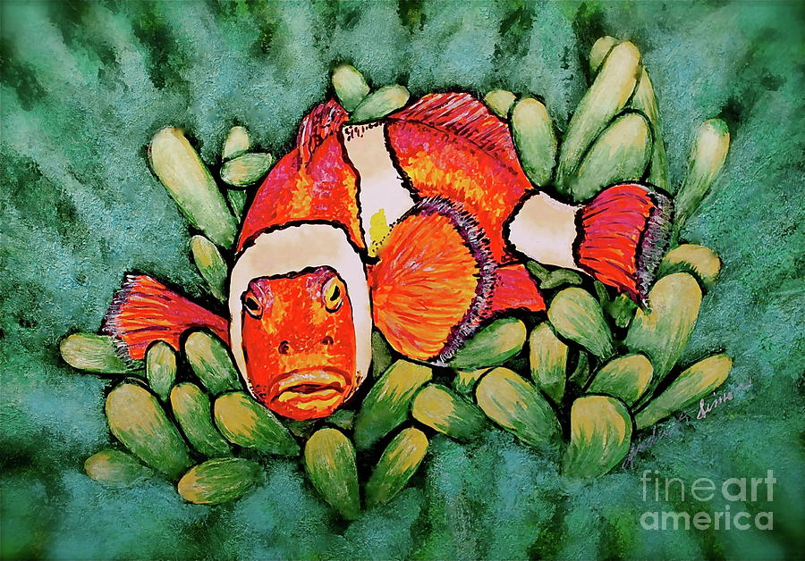 Fish Painting - Mad Clown by Linda Simon