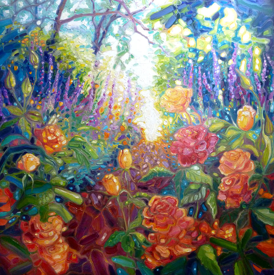 Mad English Summer Garden Painting by Gill Bustamante