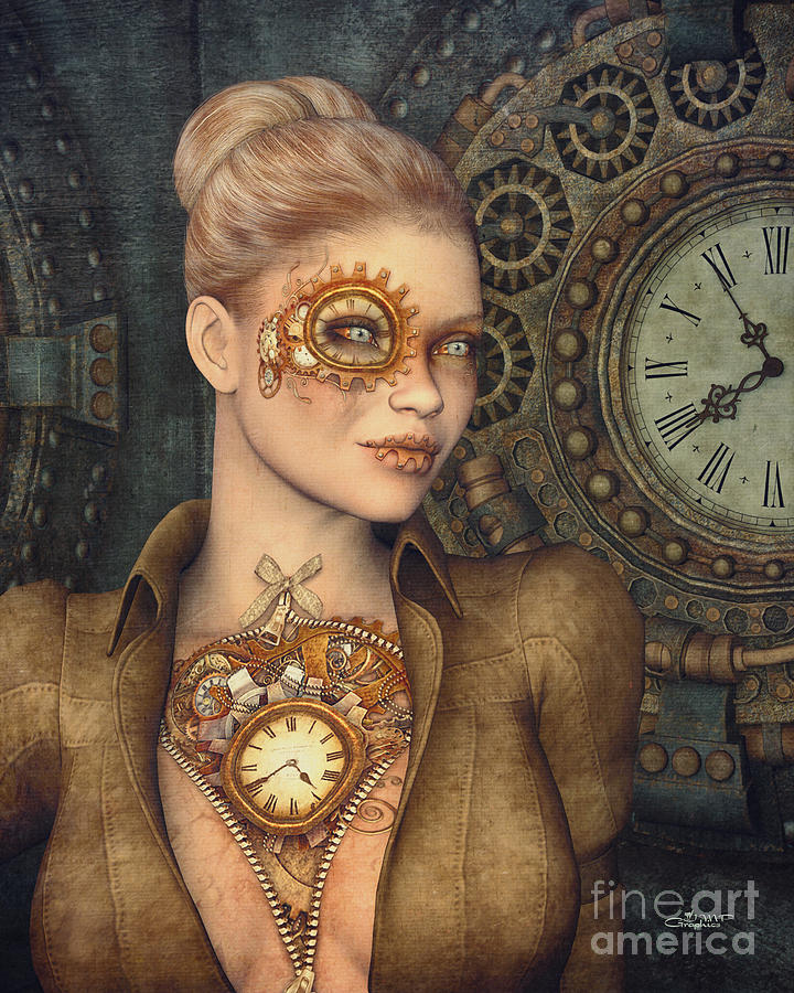 Fantasy Digital Art - Madame Clockwork by Jutta Maria Pusl