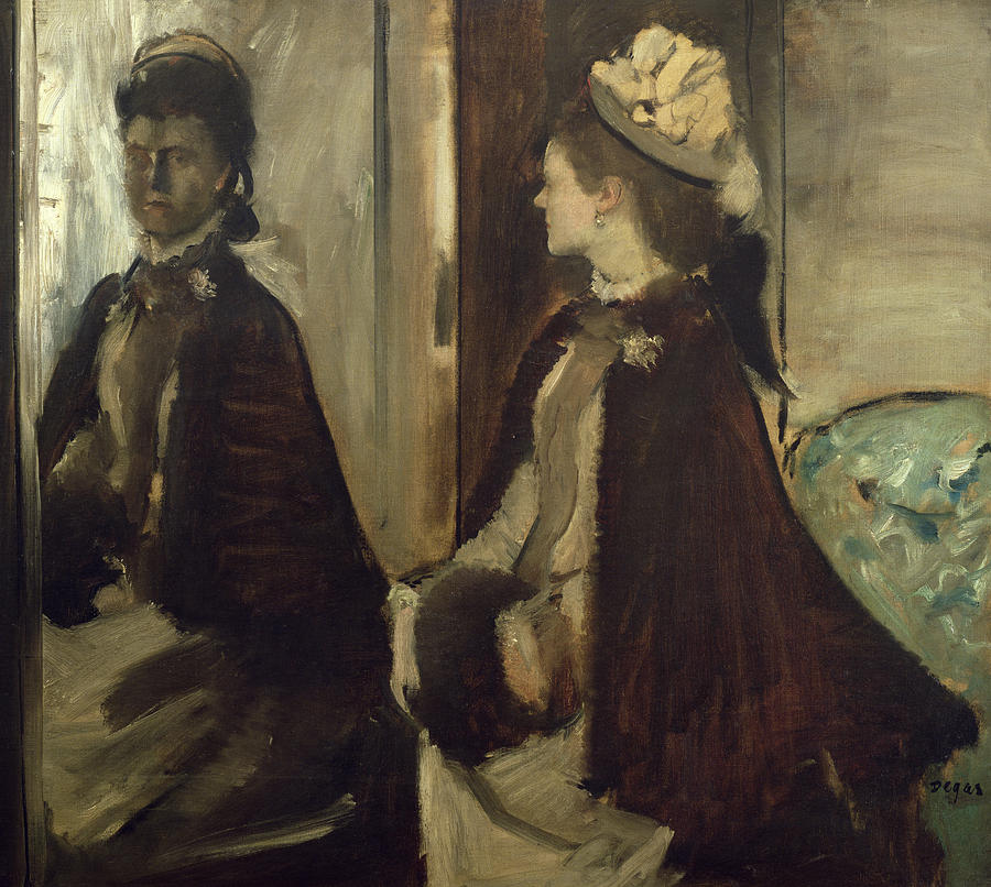 Portrait Photograph - Madame Jeantaud In The Mirror, C.1875 Oil On Canvas by Edgar Degas