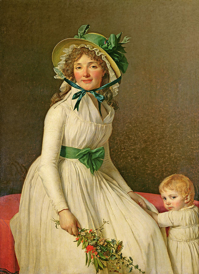 Flower Photograph - Madame Pierre Seriziat Nee Emilie Pecoul With Her Son, Emile B.1793 1795 Oil On Panel by Jacques Louis David
