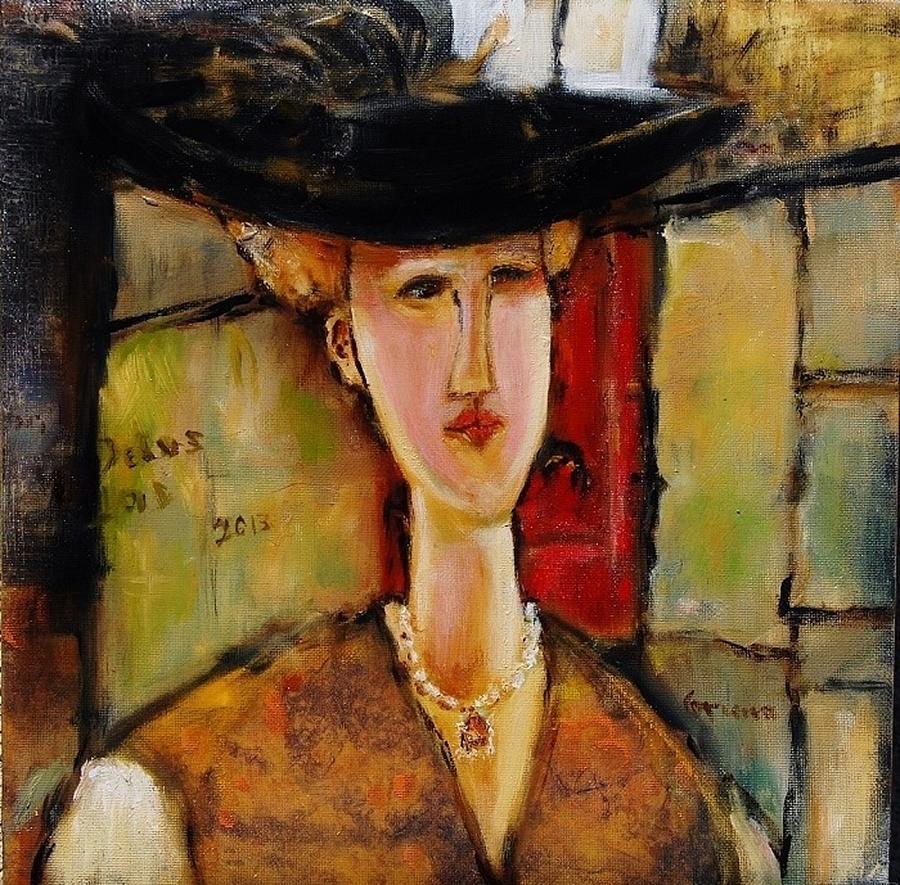 Madame Pompador as A Tribute to Modigliani Painting by Jean Cormier