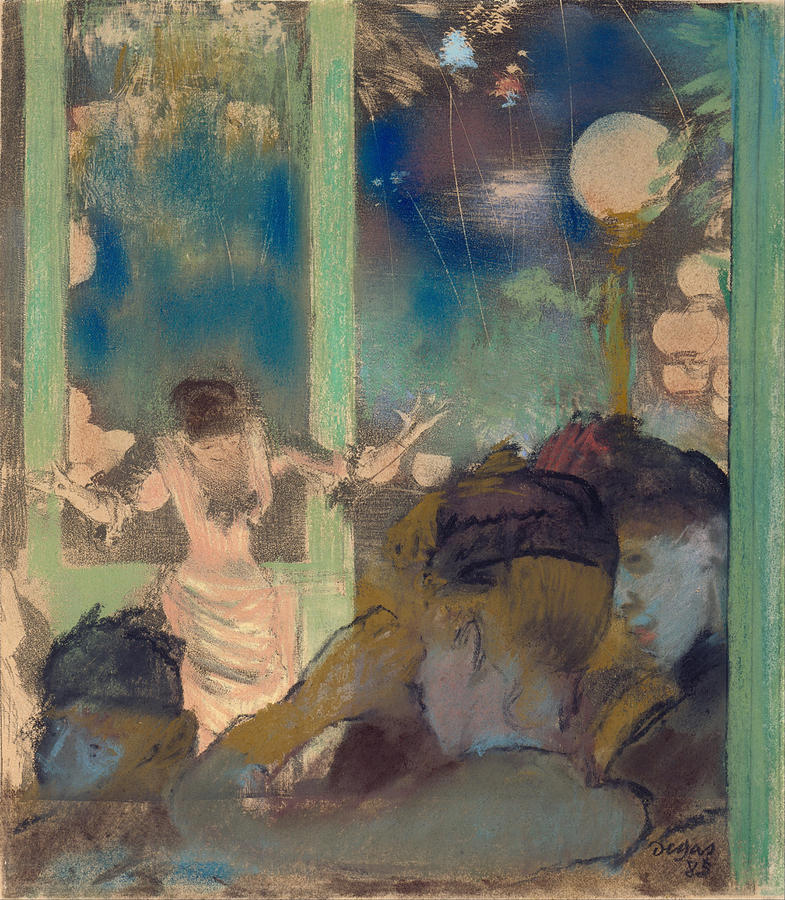 Mademoiselle Becat at the Cafe des Ambassadeurs Painting by Edgar Degas
