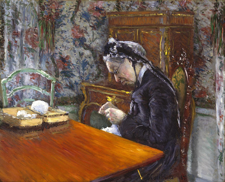 Mademoiselle Boissiere Knitting Painting by Gustave Caillebotte