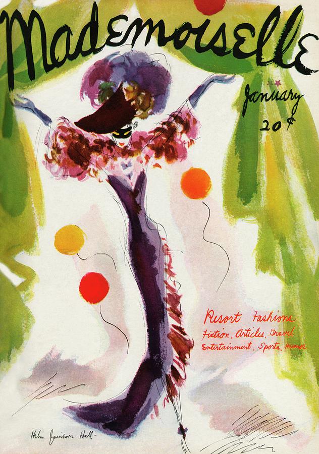 Mademoiselle Cover Featuring A Model Wearing Photograph by Helen Jameson Hall