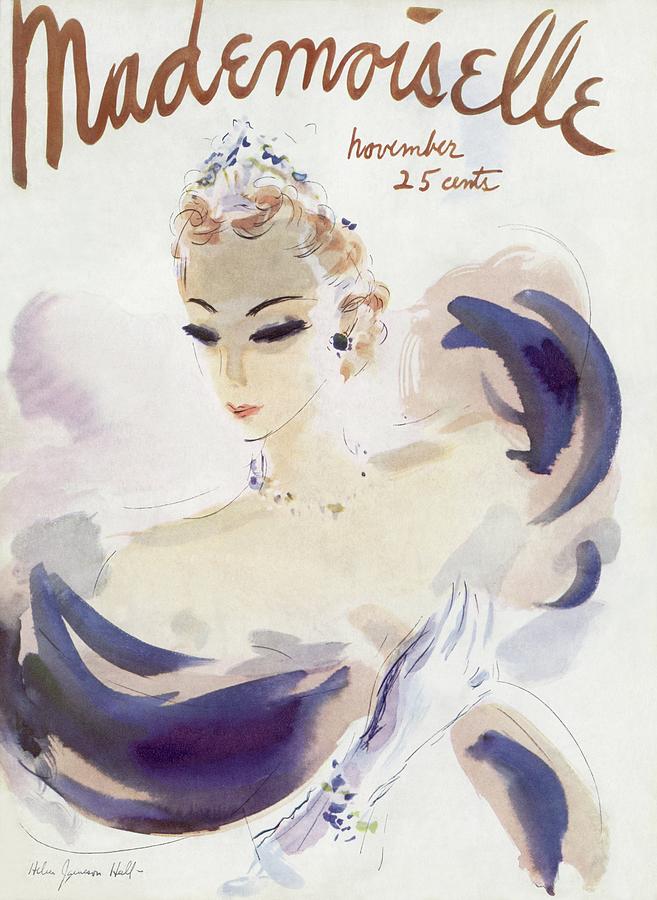 Mademoiselle Cover Featuring A Woman In A Gown Photograph by Helen Jameson Hall