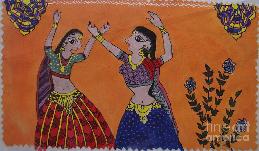 Madhubani Gopi Painting Painting by Ramya Pai - Fine Art America