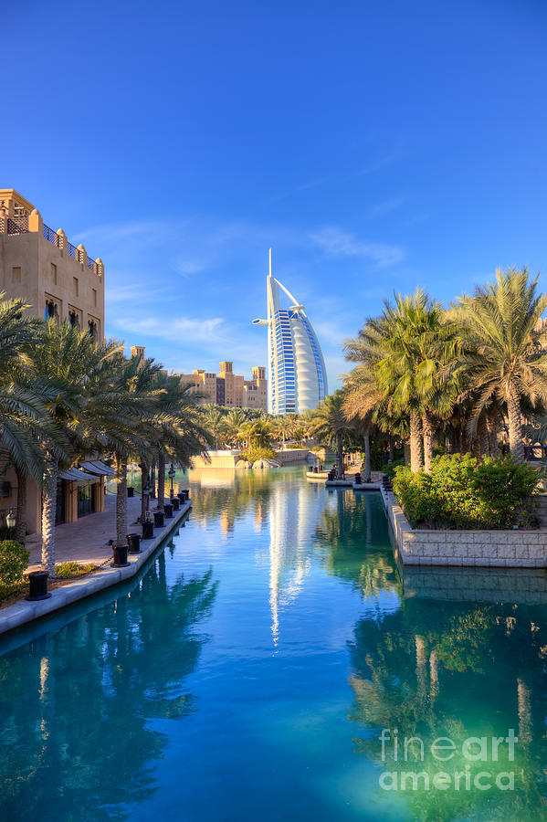 Architecture Photograph - Madinat Jumeira and Burj Al Arab in Dubai by Fototrav Print