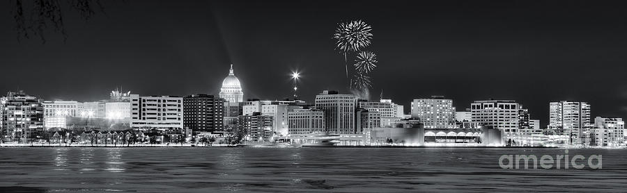 Madison - Wisconsin -  New Years Eve Panorama Black and White Photograph by Steven Ralser