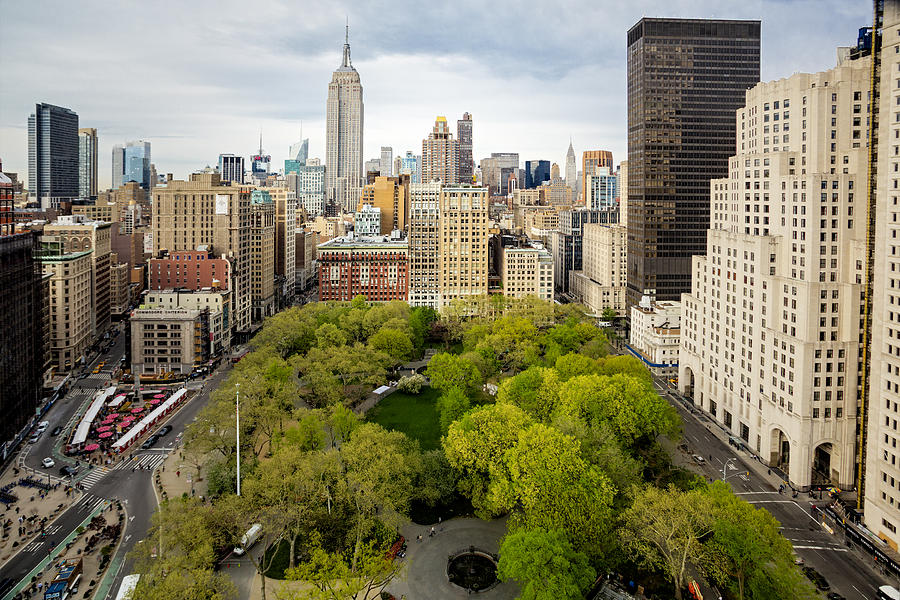 Empire State Building Photograph - Madison Square Park Birds Eye View by Susan Candelario
