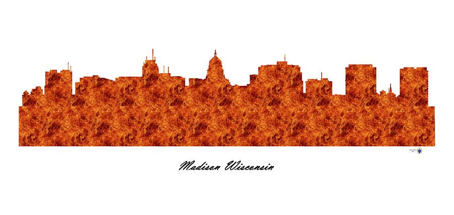 Madison Wisconsin Raging Fire Skyline Digital Art by Gregory Murray