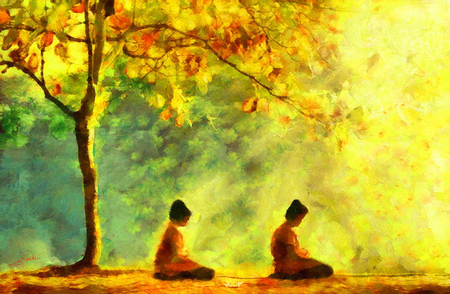 Meditation Painting by George Rossidis