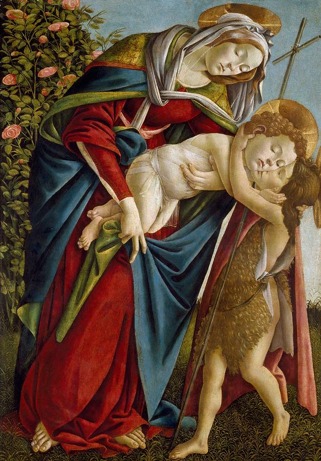 Portrait Painting - Madonna and Child and the Young St. John the Baptist by Sandro Botticelli