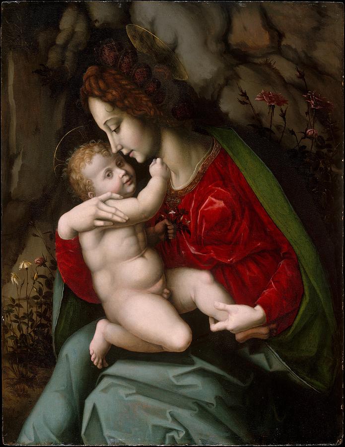 Gold Painting - Madonna And Child by Bachiacca