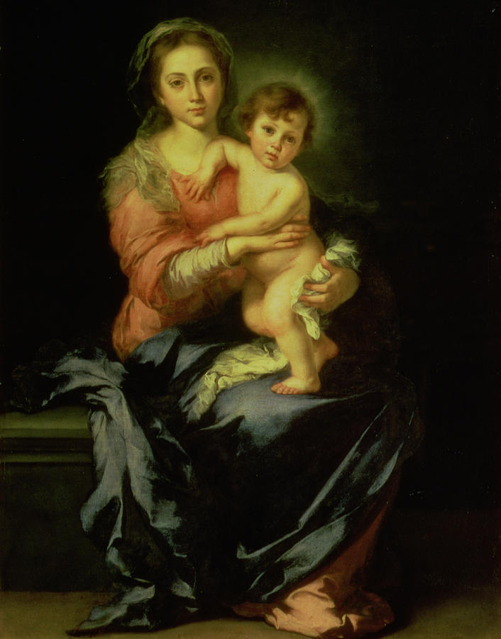 Madonna Painting - Madonna and Child by Bartolome Esteban Murillo