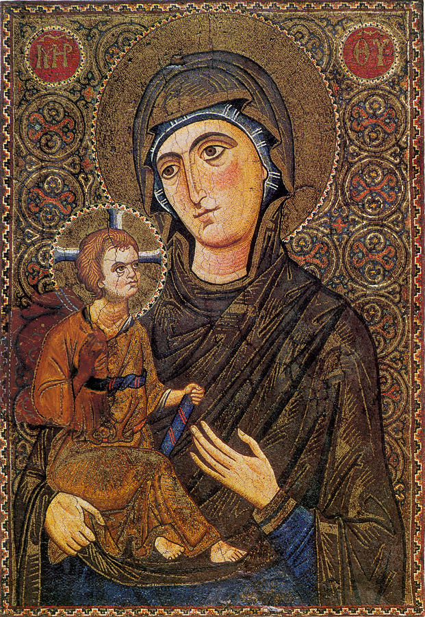 Madonna Photograph - Madonna And Child, Byzantine Mosaic by Science Source