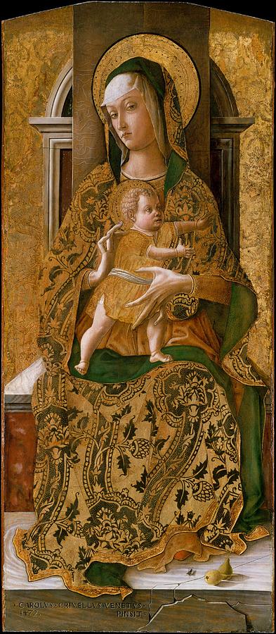 Carlo Crivelli Painting - Madonna And Child Enthroned by Carlo Crivelli