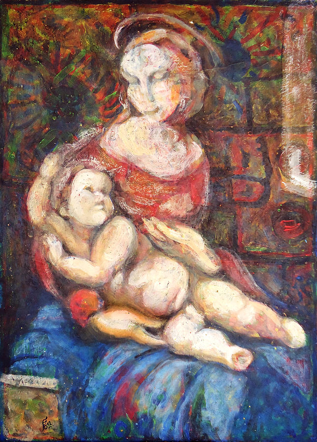 Acrylic Painting - Madonna And Child by Florin Birjoveanu