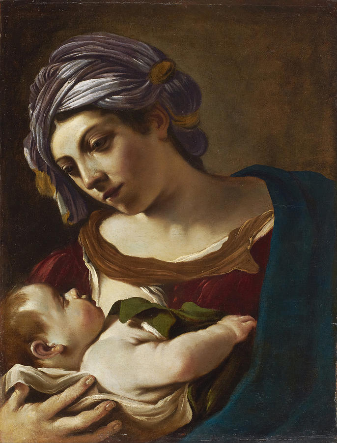 Guercino Painting - Madonna and Child by Guercino
