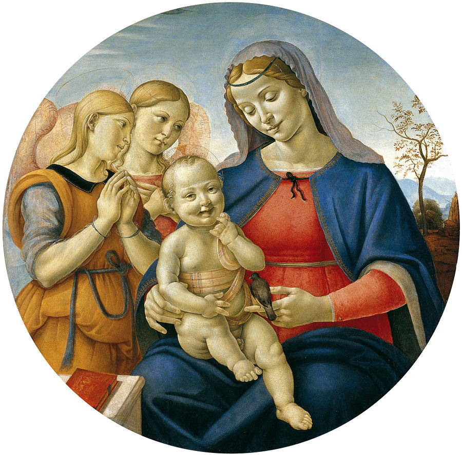 Madonna and Child with Angels Painting by Attributed to Piero di Cosimo