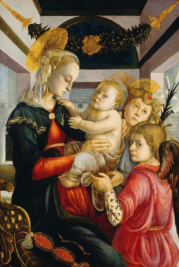 Portrait Painting - Madonna and Child with Angels by Sandro Botticelli