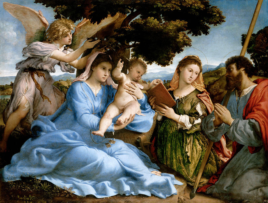 Madonna and Child with Saints Catherine and Thomas Painting by Lorenzo Lotto