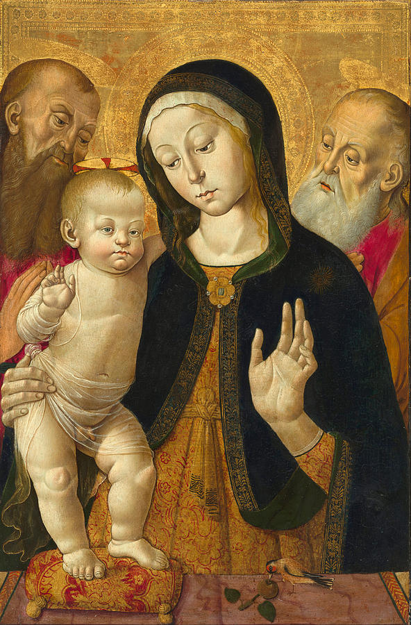 Madonna and Child with Two Hermit Saints Painting by Bernardino Fungai