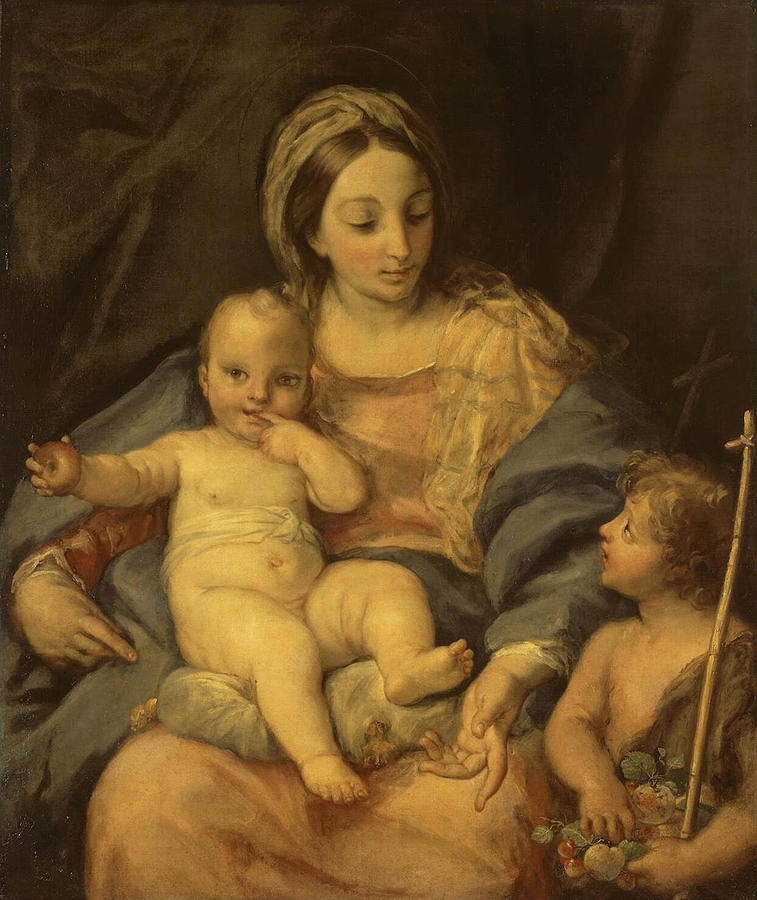 Madonna and the Child with St John Baptist Painting by Carlo Maratta