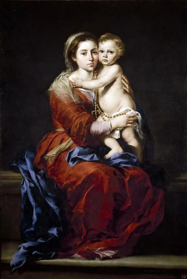 Madonna of the Rosary Painting by Bartolome Esteban Murillo