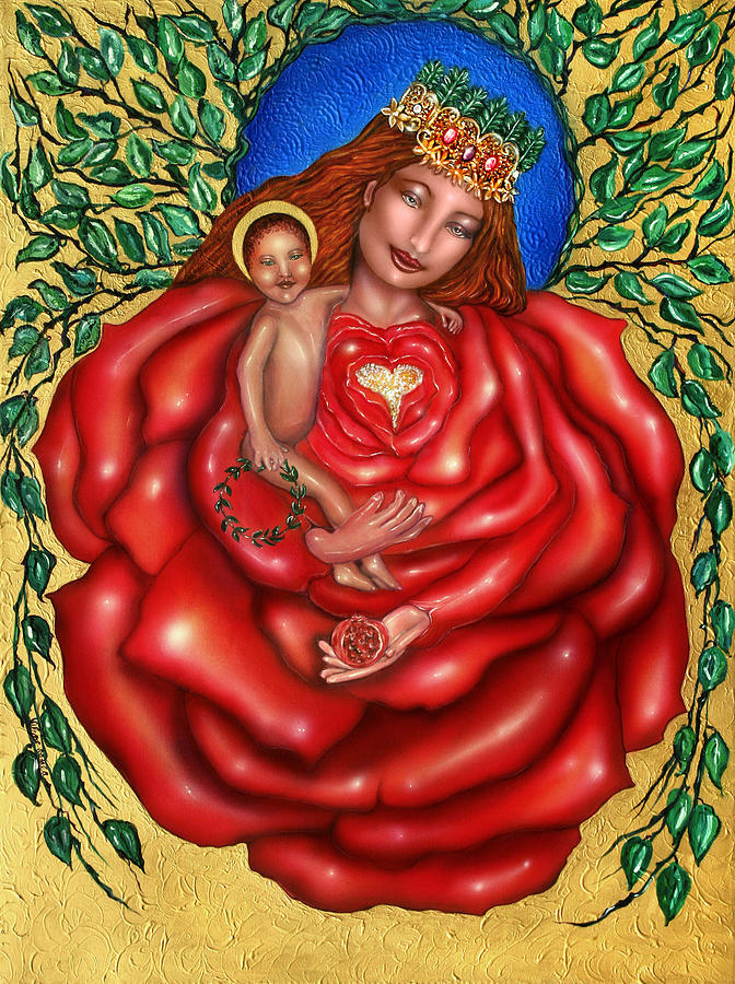 Madonna Painting - Madonna of the Rose by Ilene Satala