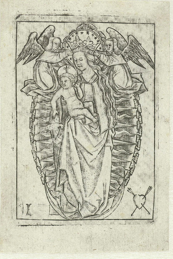 Madonna On The Crescent Moon, Print Maker Meester Met Het Drawing by ...